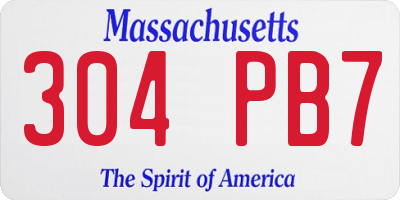MA license plate 304PB7