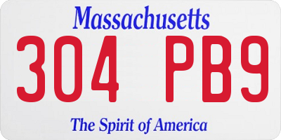 MA license plate 304PB9