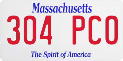 MA license plate 304PC0