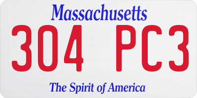 MA license plate 304PC3