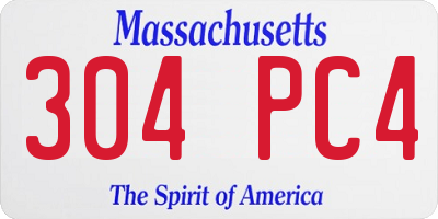 MA license plate 304PC4