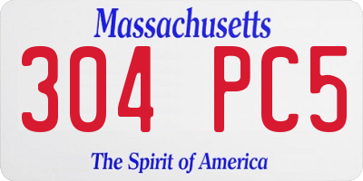 MA license plate 304PC5