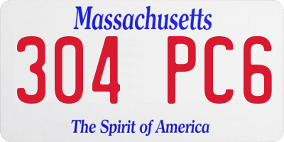 MA license plate 304PC6