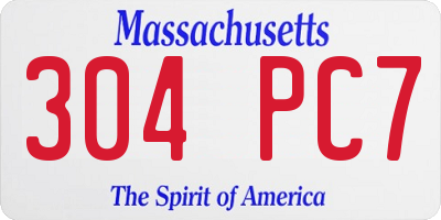 MA license plate 304PC7