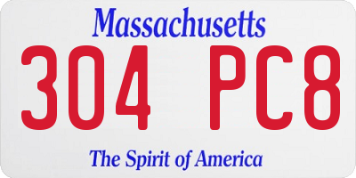 MA license plate 304PC8