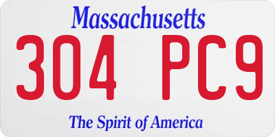 MA license plate 304PC9