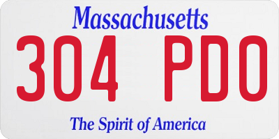 MA license plate 304PD0