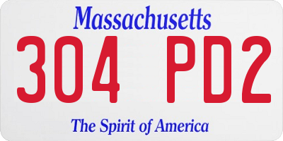 MA license plate 304PD2