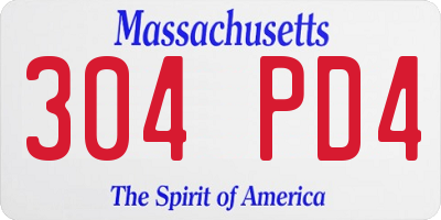 MA license plate 304PD4