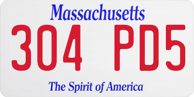 MA license plate 304PD5