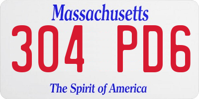 MA license plate 304PD6