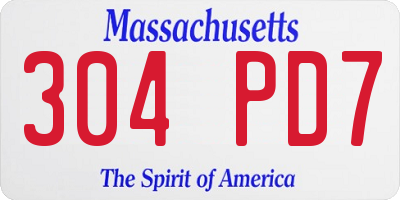 MA license plate 304PD7