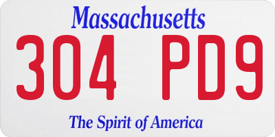 MA license plate 304PD9