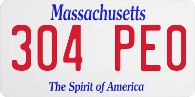 MA license plate 304PE0