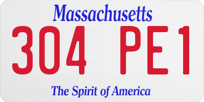 MA license plate 304PE1