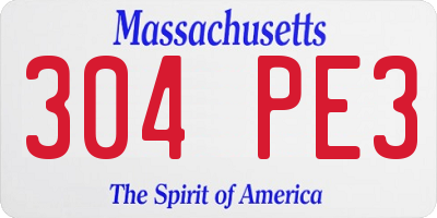 MA license plate 304PE3