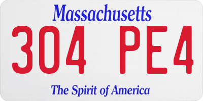 MA license plate 304PE4