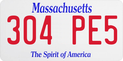 MA license plate 304PE5