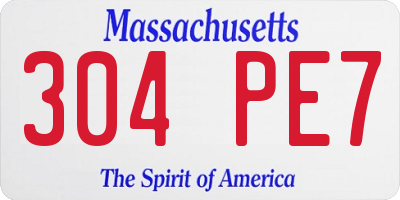 MA license plate 304PE7