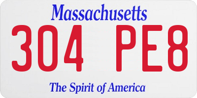 MA license plate 304PE8