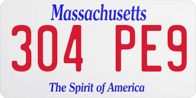 MA license plate 304PE9