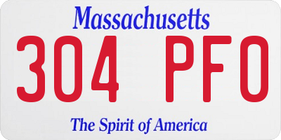 MA license plate 304PF0