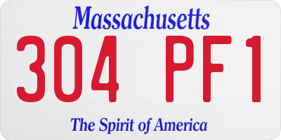 MA license plate 304PF1