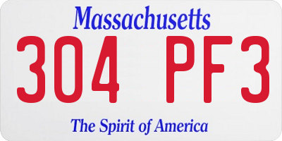 MA license plate 304PF3
