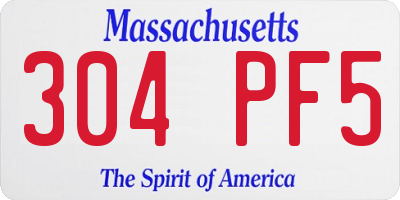 MA license plate 304PF5