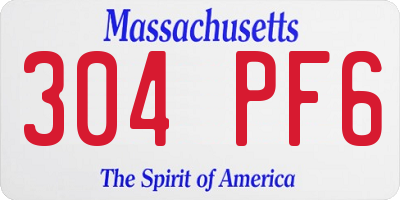 MA license plate 304PF6