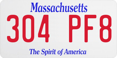MA license plate 304PF8