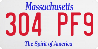 MA license plate 304PF9