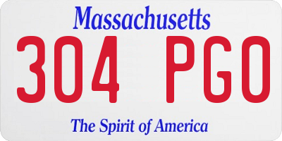 MA license plate 304PG0