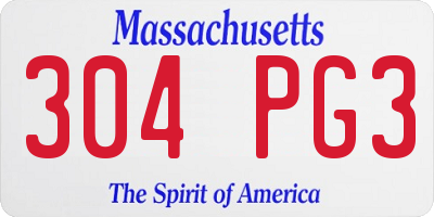 MA license plate 304PG3