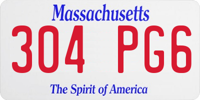 MA license plate 304PG6