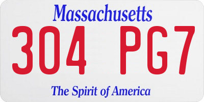 MA license plate 304PG7