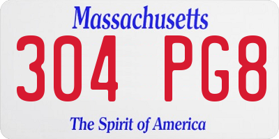 MA license plate 304PG8