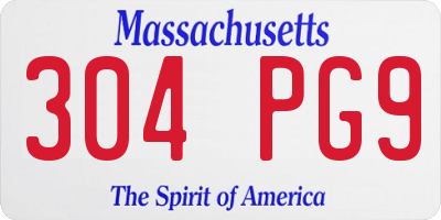 MA license plate 304PG9