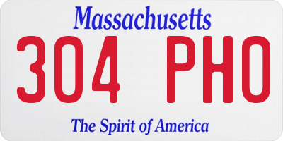 MA license plate 304PH0