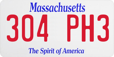 MA license plate 304PH3