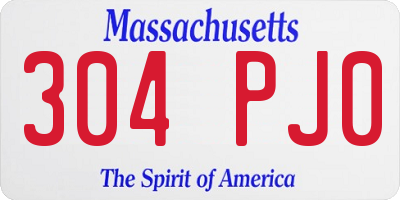 MA license plate 304PJ0