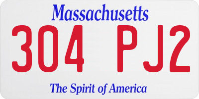 MA license plate 304PJ2