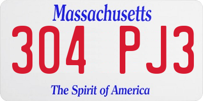 MA license plate 304PJ3