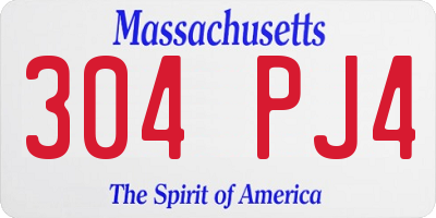 MA license plate 304PJ4