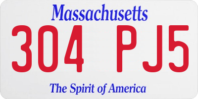 MA license plate 304PJ5