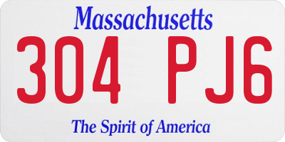 MA license plate 304PJ6