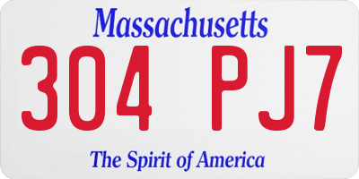 MA license plate 304PJ7