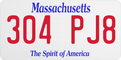 MA license plate 304PJ8