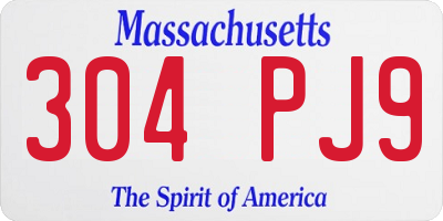 MA license plate 304PJ9