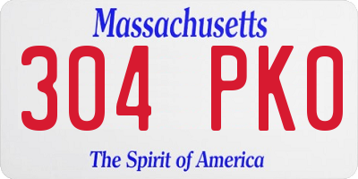 MA license plate 304PK0
